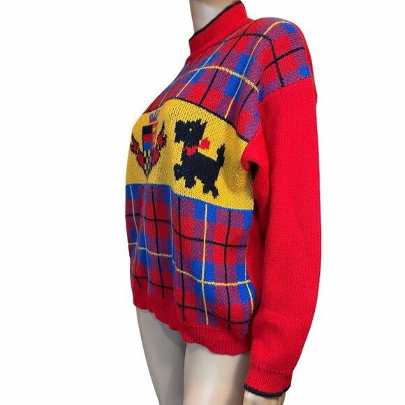 VTG Gitano Knit Plaid Scottie Dog Pullover Sweater Grandma Core SZ Small Medium - Picture 9 of 15